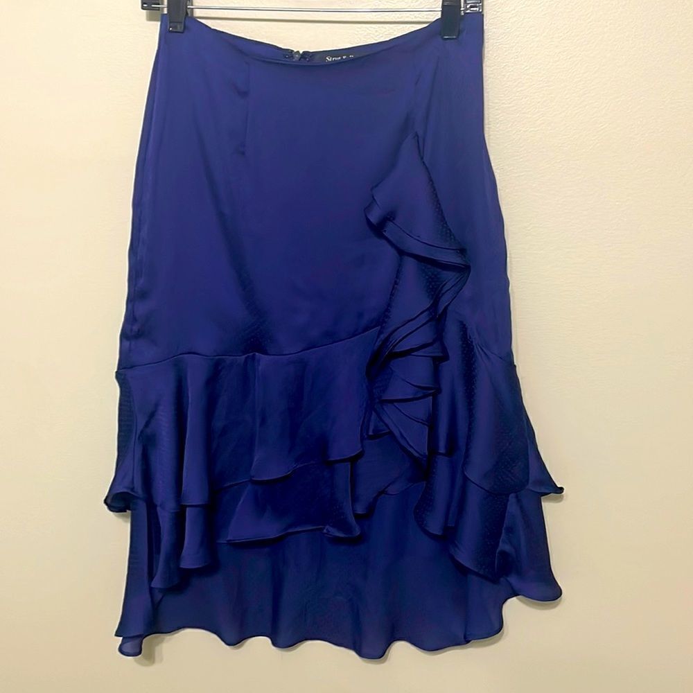 EUC Strut and Bolt Ruffle Satin Midi Skirt